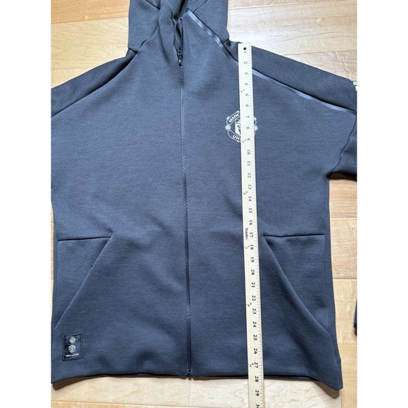 Adidas Manchester United Fleece Jacket Hoodie Men XL Charcoal Gray - Picture 12 of 16